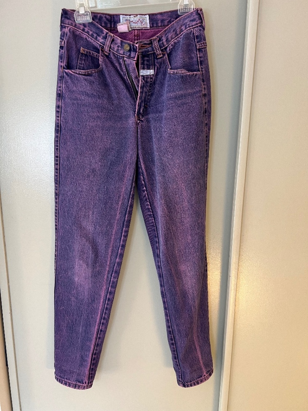 Rare Vintage 80s-90s Girbaud High Waisted Tapered Mom Jeans - Purple Acid Wash